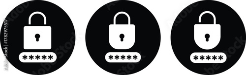  lock icon set, security privacy protection illustration, security icon with shield and lock sign symbol design,
