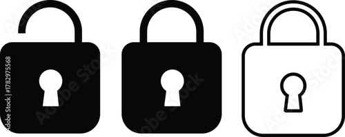  lock icon set, security privacy protection illustration, security icon with shield and lock sign symbol design,
