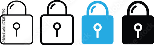  lock and unlock icon symbol collection, security privacy protection access safety lock icon illustration, lock and security icon for app, ui, website and logo vector,
