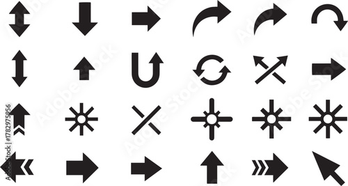 Set of black vector arrow icons collection