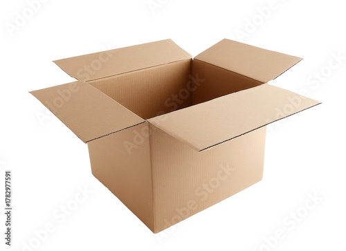 open cardboard box isolated on white background