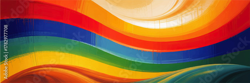 Vibrant Abstract Rainbow Wave Background – Colorful Flowing Lines, Artistic Modern Paint Texture, Creative Banner Design