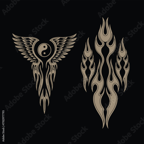 Classic Car Pinstriping Vector Illustration – Vintage decorative stripe decals for cars and motorcycles, ideal for custom vehicle graphics, vinyl wraps, and automotive art projects.