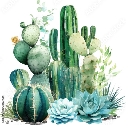 prickly pear cactus in desert