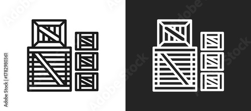 Crate Outline Icon In Black And White Filled Style