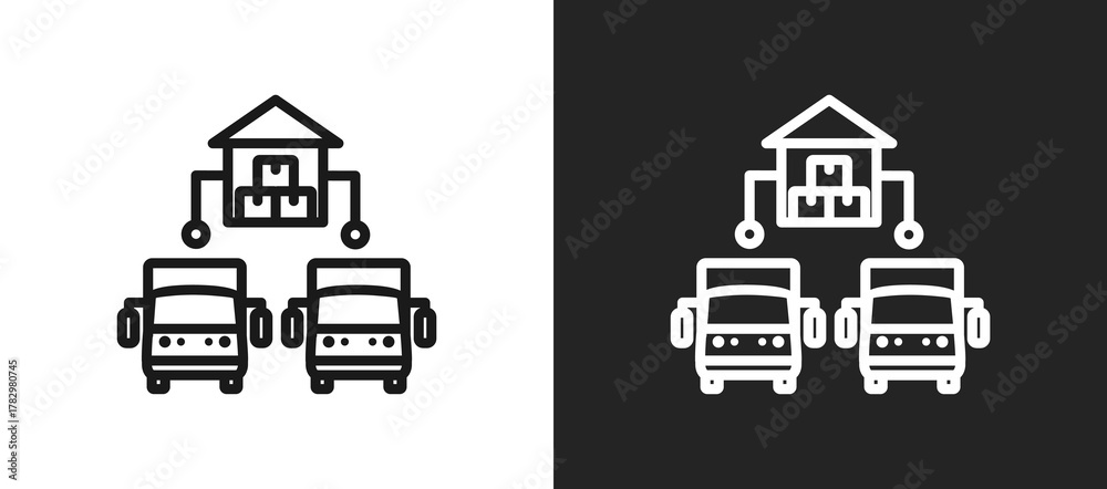 Fototapeta premium Logistics Hub Outline Icon In Black And White Filled Style