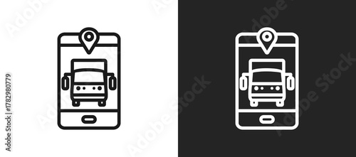 Supply Tracker App Outline Icon In Black And White Filled Style