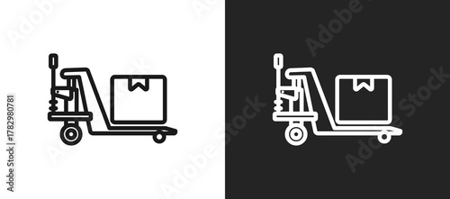 Pallet Jack Outline Icon In Black And White Filled Style