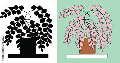 Modern potted plant design with pink leaves creates a welcoming atmosphere, perfect for home decor projects and creative design enhancements