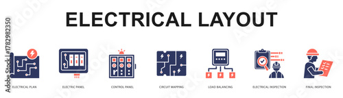 Electrical Layout Modern and clean web banner illustration featuring thematic icons for visual communication