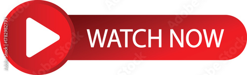 A red button with a white play icon and the words watch now indicating video playback and immediate access