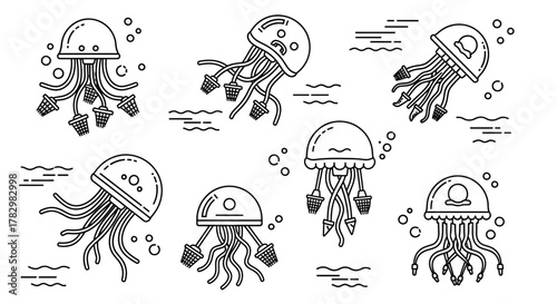 A cheerful, vibrant, and fun vector graphic illustration of a happy cartoon bumblebee collecting honey