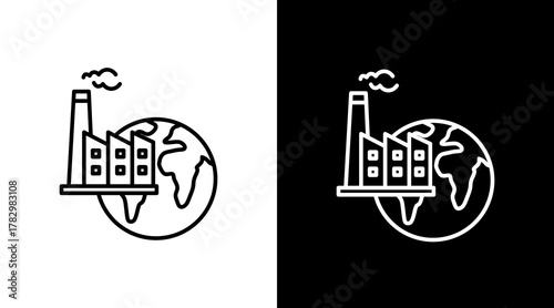 Industrial Globe  White Icon Set Design	