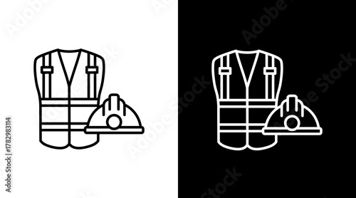Miner Uniforms  White Icon Set Design	