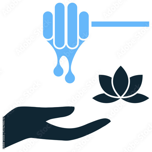 Honey Body Scrub Icon Vector Vector icon representing a body scrub or lotion jar with a honey symbol. Signifies natural exfoliation, skin renewal, organic ingredients, and spa body treatments.