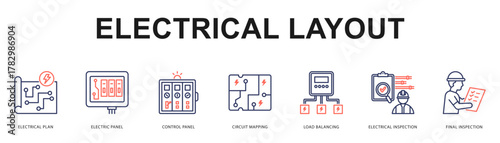 Electrical Layout Modern and clean web banner illustration featuring thematic icons for visual communication