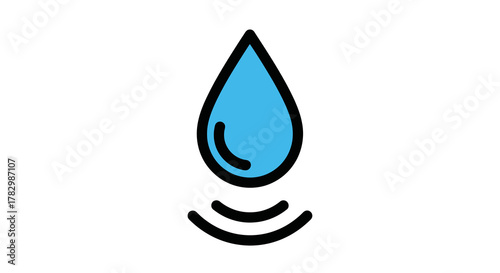 Iconic Blue Water Drop with Sound Waves Minimalist Design for Environmental Awareness and Hydration