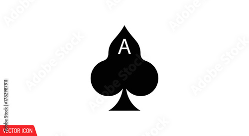 Ace of spades playing card with transparent background