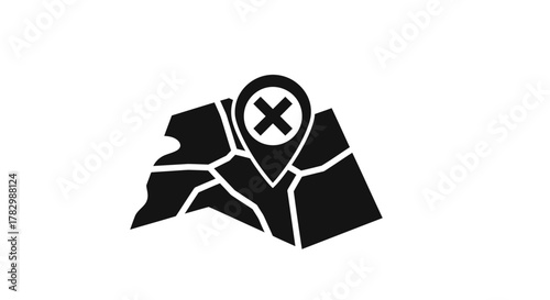 Map location with error symbol with transparent background