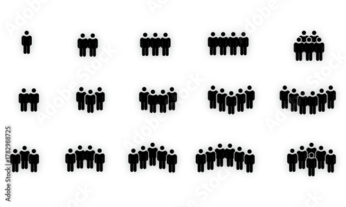 Diverse Groups of People Icons Representing Teamwork, Collaboration, and Community Building