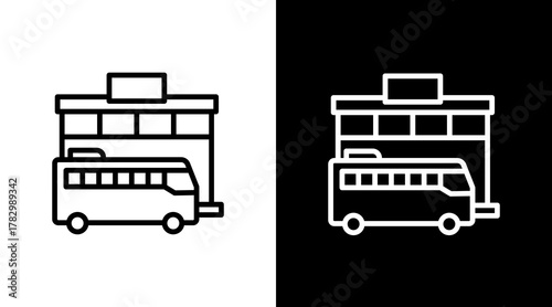 Bus Terminal  White Icon Set Design