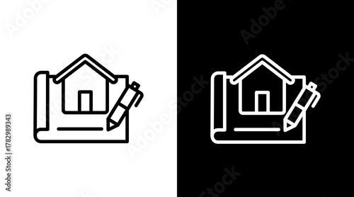 House  White Icon Set Design