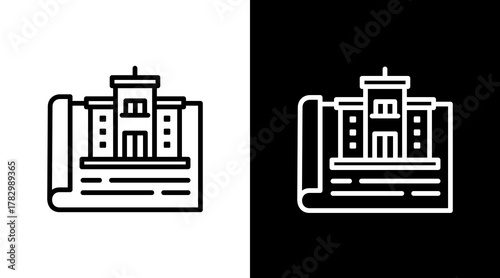 Building  White Icon Set Design