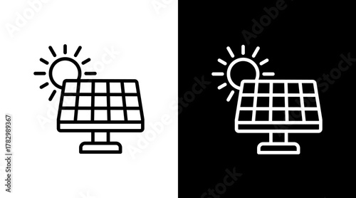 Solar Panel  White Icon Set Design