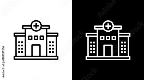 Hospital  White Icon Set Design