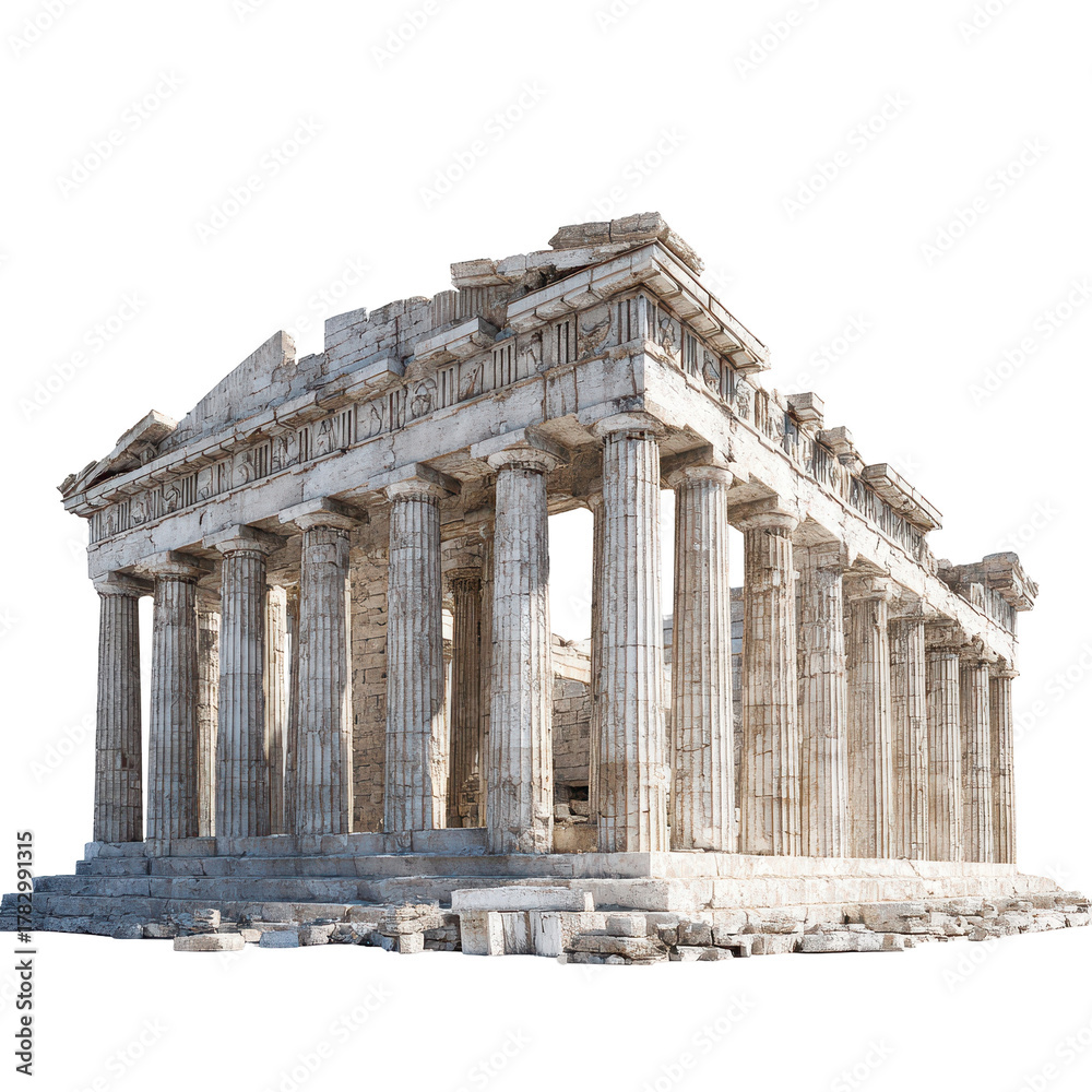 Obraz premium Ancient temple with classical columns and detailed stonework. or transparent background
