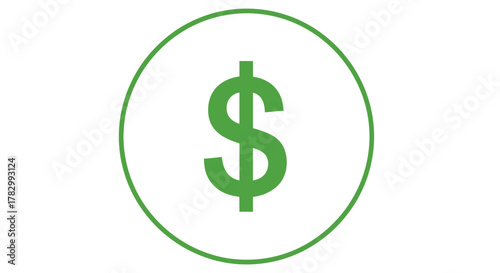 Dollar sign icon in circle with transparent background