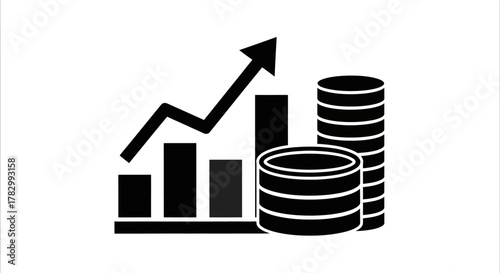 Finance growth icon with transparent background