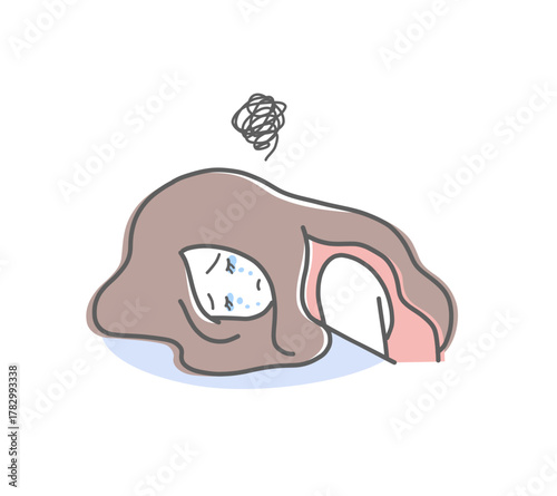 机に顔をつけて涙を流している女性のイラスト素材