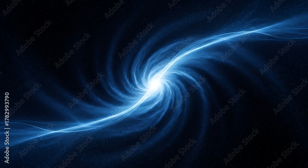 Fototapeta premium A swirling vortex of bright blue energy against a dark, starfilled background, evoking a sense of cosmic power and mystery