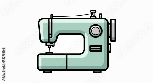 Retro Mint Green Sewing Machine Vector Art for Craft and Hobby Projects