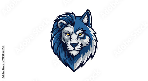 Lion wolf hybrid head mascot with transparent background
