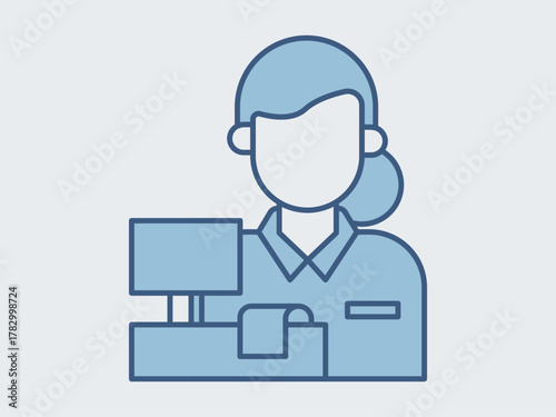 Cashier icon. Supermarket icon vector. Outline vector icons. Flat illustration concept.