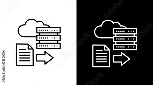 Data Migration  White Icon Set Design	