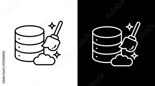Data Cleansing  White Icon Set Design	