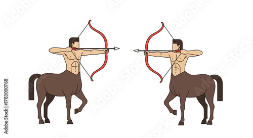 Centaur archer aiming bow with arrows