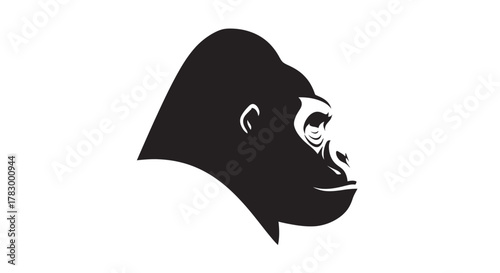 Gorilla head profile with transparent background