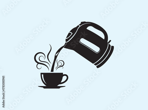 black kettle pouring coffee into cup clip art preview