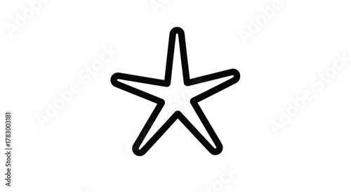 A simple, bold black outline of a classic five-pointed star with rounded edges on a clean white background, perfect for icons or design elements.