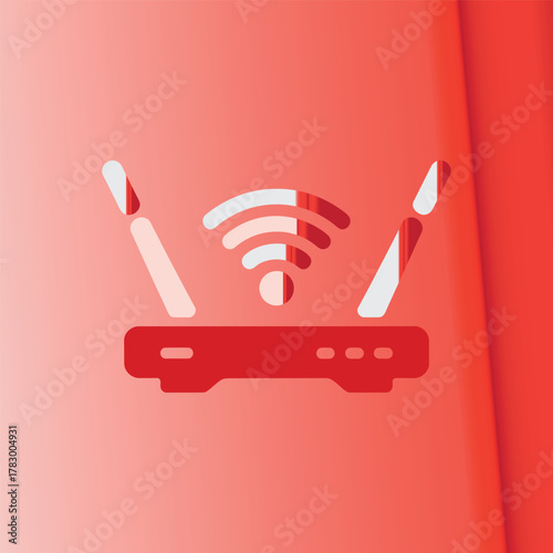 Wireless Internet Router Signal Flat Icon Vector