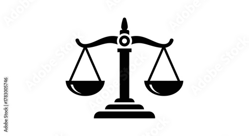 Photos Elegant black scales of justice symbolize fairness, balance, and legal concepts for professional use