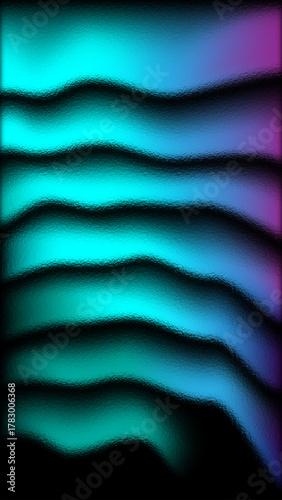 Featuring a mesmerizing composition of horizontal, undulating wave-like bands that stretch across the canvas. 