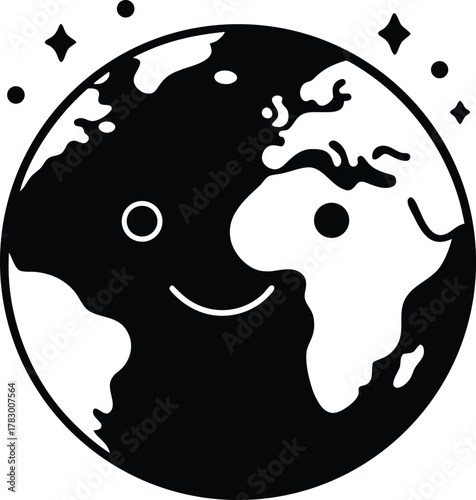 happy earth with little green continents and blue.eps