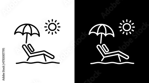 Beach Umbrella  White Icon Set Design