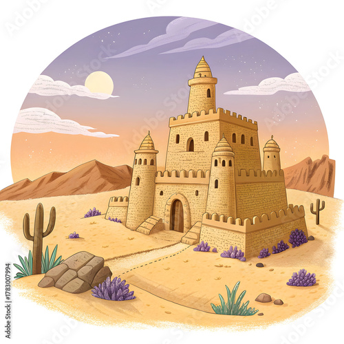 adobe castle in a-fantasy desert kingdom