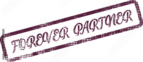 A bold purple stamp impression with the words Forever Partner signifying collaboration and unity